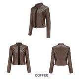 Red Leather Jacket Women's Rivet Leather Coat Spring and Autumn Jacket