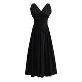 Women Dresses Summer V-neck Dress High Waist Sexy Long Dress (Xds0414)