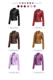 Red Leather Jacket Spring and Autumn Stand Collar Lady Leather Jacket