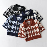 Women Sweater Knitwear Summer Vintage Polo Collar Slim Short-Sleeved Tops