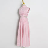 Women Dresses Long Dress Summer Stand Collar Dress (Qymy0409)