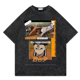 Washed retro T-shirt cartoon printed casual cotton short sleeves