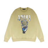 Amiri Long-Sleeve Shirt Personality Printed Crew Neck Sweatshirt