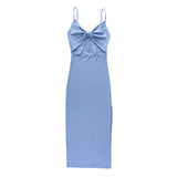 Women Dresses Hollow out Split Sling Dress Sexy L Backless Knitted Maxi Dress