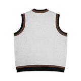 Men Vest Letter Sweater Vest V-neck Sleeveless Knitwear