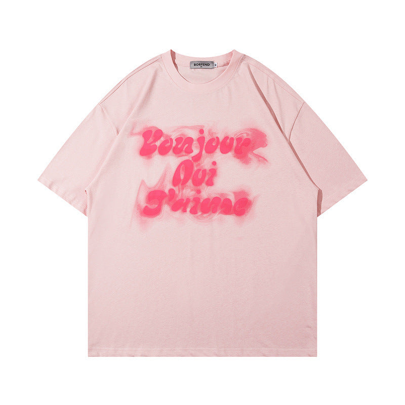 Men T Shirt Graffiti Half Sleeve T-shirt Men and Women Hip Hop Casual Couple Short Sleeve T-shirt