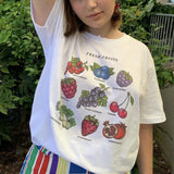 Vegetable Fruit Letter Print T Shirt Tees Summer