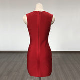 Women Evening Dress Sexy Sexy Sleeveless Grid Evening Dress Bandage One-Piece Dress