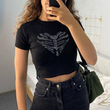 Women T-shirt Summer Slim Fit Midriff-Baring T-shirt