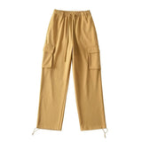 Women Sweatpants Spring and Autumn Leisure Pocket Wide Leg Pants
