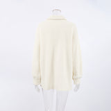Women Trench Coat Knitted Lambswool Thick Coat Autumn and Winter White Loose