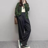 Women Knitwear Autumn and Winter Striped V-neck Sweater Loose Knitted Cardigan