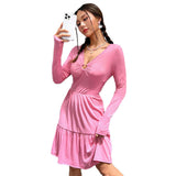 Women Dress Autumn and Winter Long Sleeve Sexy Cutout Dress