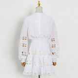 Women Dresses Short Skirt Hollow out V-neck Dress (Qymy0409)