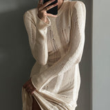 Women Knitted Sweater Spring Dress Sexy Long Sleeve Woolen Dress