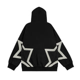 Men Jacket Coat Five-Pointed Star Stitching Jacket Men's Spring and Autumn Hat Hooded Jacket