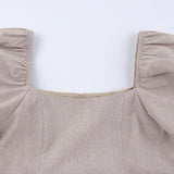 Women Dress Spring/Summer Square Collar Puff Sleeve Dress Women's Casual Short Skirt
