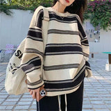 Women Knitwear Autumn and Winter Striped round Neck Sweater Sweater