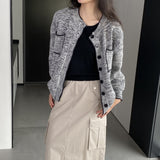 Women Cardigan Sweater Spring Cardigan Coat Black and White Button Sweater Coat 1t1308
