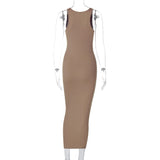 Women Dresses Sexy Dress Summer Sexy U Collar Sleeveless Slim Fit Skirt