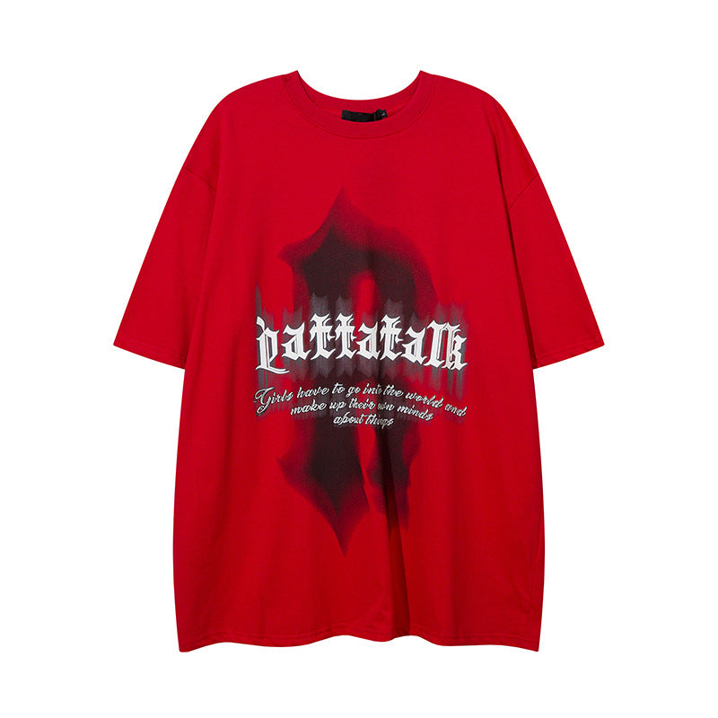 Men T Shirt Alphabet Graffiti Print Couple Short Sleeve T-shirt