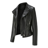 Red Leather Jacket Pu Lapel Women's Slim-Fit Leather Coat Short Jacket