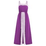 Women Date Dress Lace Slit off-the-Shoulder Tube Top A- line Dress