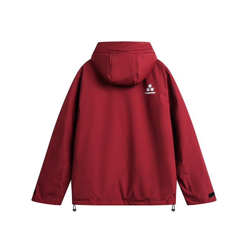 Unisex Winter Cotton Coat Winter Pocket Decoration Hooded down Jacket Retro Workwear down Jacket