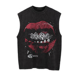 Men Vest Punk Printed Sleeveless T-shirt