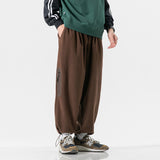 Men Pants Retro Drawstring Pocket Zipper Casual Polar Fleece Sweatpants