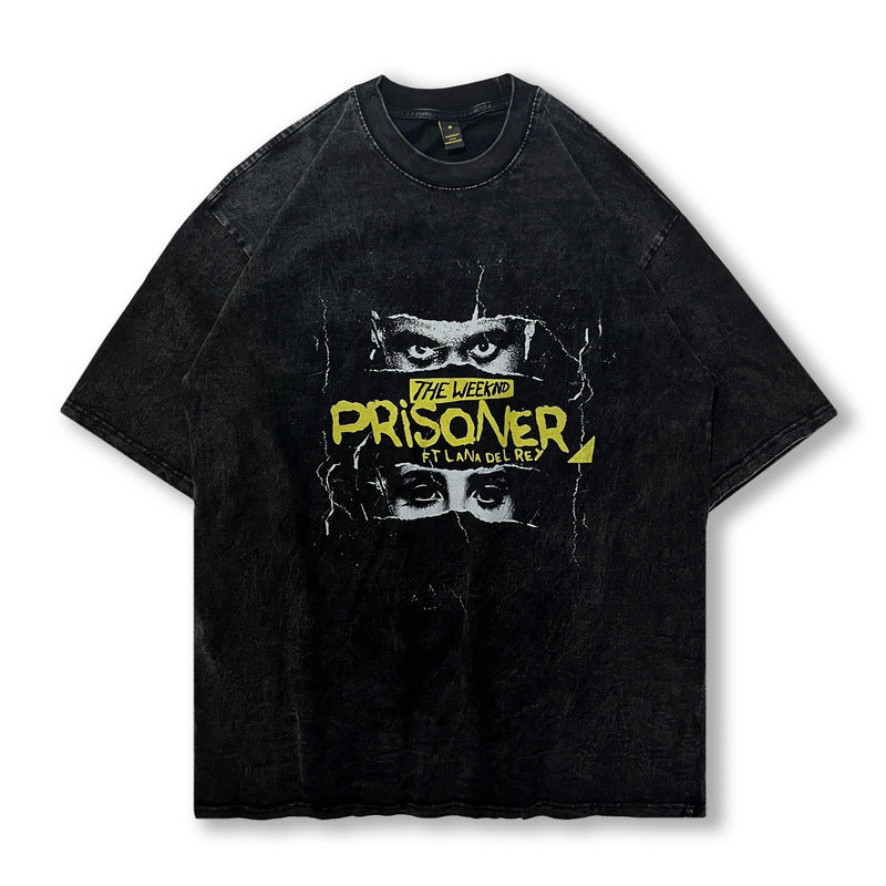 Men T Shirt Hip Hop Character Print Short Sleeve T-shirt