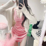 Women Dresses V-neck Brace Lace Skirt Skirt