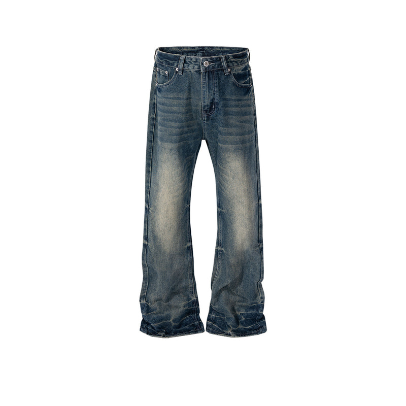 MIJKO Men's Vintage Pants MIJKO Men's Women's Wash Water Old Trousers Wide Feet Design Jeans