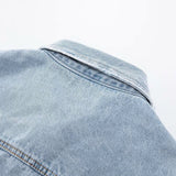 Women Jacket Washed and Worn Loose Short Lapels Jeans