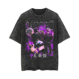 Cotton washed summer retro printed T-shirt men's and women's short sleeves