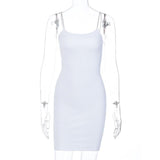 Women Dresses Sexy Slim Rhinestone Sling Dress Backless Hip Skirt (Bla0420)