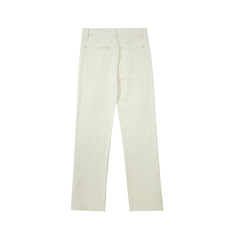 Men Sweatpants Cargo Casual Trousers Pocket Straight-Leg Pants Denim Zipper Pants