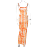 Women Dresses Slim Fit Backless Suspender Midi Dress