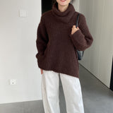 Women Winter Knitted Sweater V-neck Loose Top 1t8846