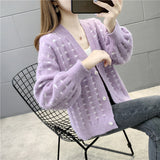 Women Knitwear Autumn and Winter V-neck Casual Sweater Loose Knitted Cardigan