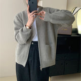 Women Knitwear Autumn and Winter round Neck Sweater Loose Knitted Cardigan