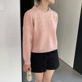 Women Winter Knitted Sweater Crew Neck Thick Sweater Autumn and Winter Leisure Loose-Fitting Long Sleeve Sweater X3058