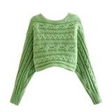 Women Sweater Knitwear Autumn Sweater Cross V-neck Short Long Sleeve Pullover Sweater