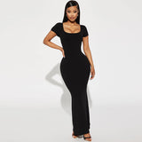 Women Dresses Spring and Summer Sexy Backless Short Sleeve Dress