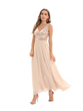 Women's Evening Gown Sexy Backless Chiffon Stitching Sequins Dress Evening Dress