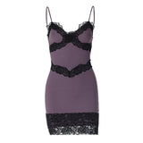 Women Dresses Sexy V-neck Lace Suspenders Hip-Wrapped Short Dress