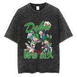 20242024 Fashion Streetwear Men Washed T Shirt Anime