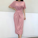 Women Dresses Crew Neck Medium, Long and Short Sleeve Dress