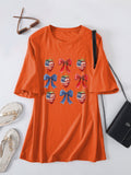 Summer Crew Neck Short Sleeve Printed Bow Casual Women's T-Shirt