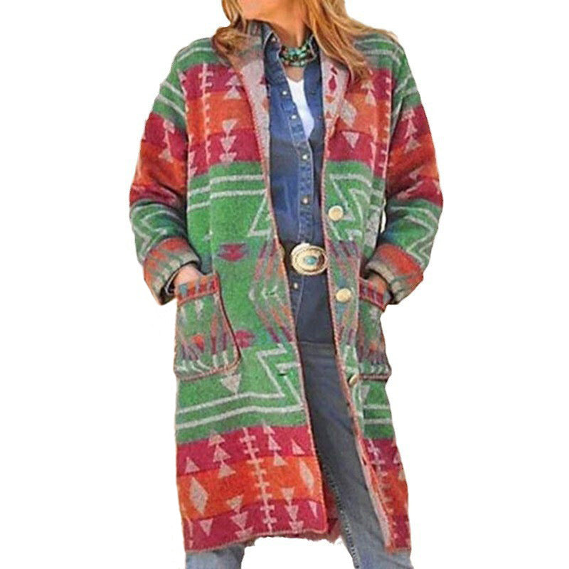 Women Trench Coat Winter Leisure Long Sleeve Cardigan Jacket